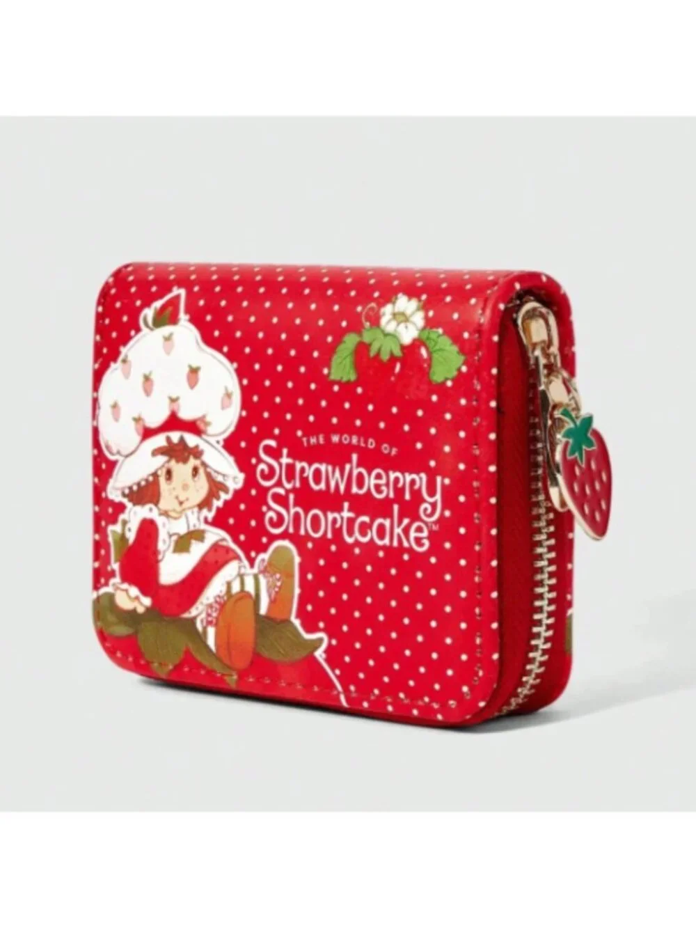 Strawberry Shortcake Red Polka Dot Mini Wallet Cute Zip Coin Purse Pouch